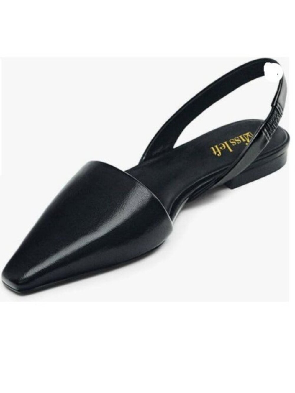 miss left Women Stretchy Slingback Closed Square Toe Flats Elastic Strap, Black